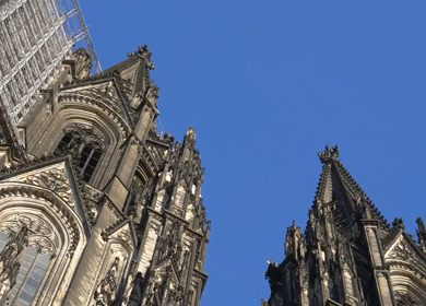A Close Up of Cologne Cathedral Gothic Architecture Details in Germany Historic Landmark