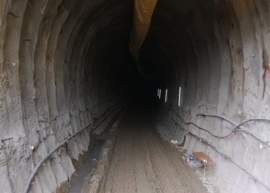 A Drone shot of Kottavalasa–Kirandul Railway Tunnel Construction, Interior View, Andhra Pradesh, India