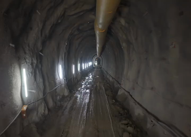 A Drone shot of Kottavalasa–Kirandul Railway Tunnel Construction, Interior View, Andhra Pradesh, India