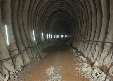 A Drone shot of Kottavalasa–Kirandul Railway Tunnel Construction, Interior View, Andhra Pradesh, India