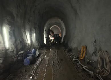 A Drone shot of Kottavalasa–Kirandul Railway Tunnel Construction, Interior View, Andhra Pradesh, India