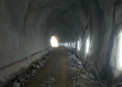 A Drone shot of Kottavalasa–Kirandul Railway Tunnel Construction, Interior View, Andhra Pradesh, India