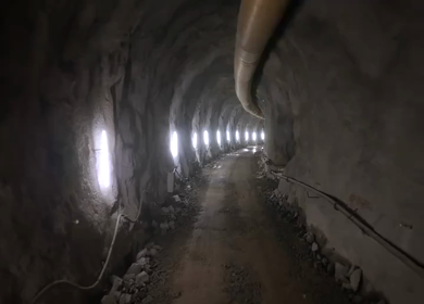 A Drone shot of Kottavalasa–Kirandul Railway Tunnel Construction, Interior View, Andhra Pradesh, India