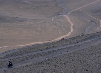 A Shot of Adventure Bikers Group in Cold Desert Landscape of Ladakh India