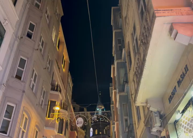 4th June 2026 : A Shot of Crowded Night Street Leading to Galata Tower in Istanbul Turkey