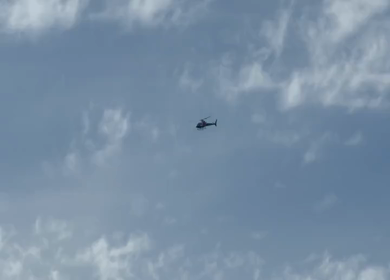 A Shot of Helicopter Flying in Sky Over Katra Jammu Near Vaishno Devi Temple India