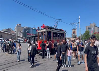 4th June 2026 : A Shot of Historic Red Tram in Istanbul Turkey