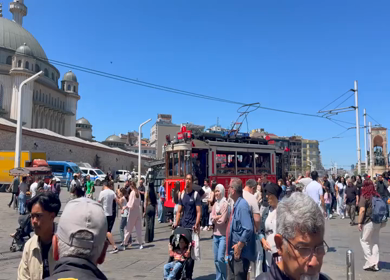 4th June 2026 : A Shot of Historic Red Tram in Istanbul Turkey