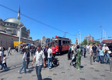 4th June 2026 : A Shot of Historic Red Tram in Istanbul Turkey