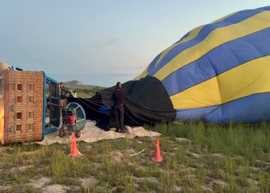 A Shot of Hot Air Balloon Preparation at Cappadocia Turkey
