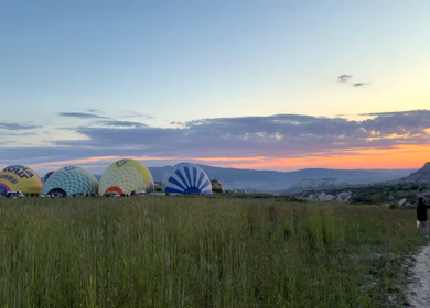 A Shot of Hot Air Balloon Preparation at Cappadocia Turkey