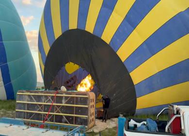 A Shot of Hot Air Balloon Preparation at Cappadocia Turkey