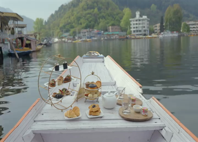 A Shot of Luxury Breakfast on Shikara Boat in Dal Lake Srinagar Kashmir