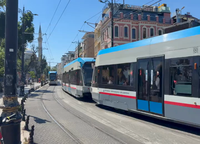 4th June 2026 : A Shot of Modern Tram and Street Life in Istanbul Turkey