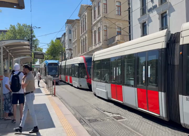 4th June 2026 : A Shot of Modern Tram and Street Life in Istanbul Turkey
