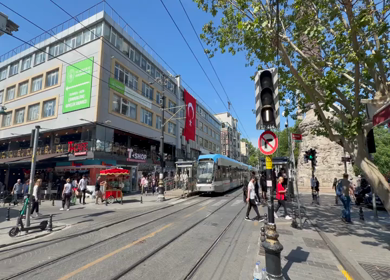 4th June 2026 : A Shot of Modern Tram and Street Life in Istanbul Turkey