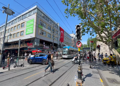 4th June 2026 : A Shot of Modern Tram and Street Life in Istanbul Turkey