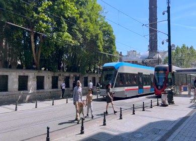 4th June 2026 : A Shot of Modern Tram and Street Life in Istanbul Turkey