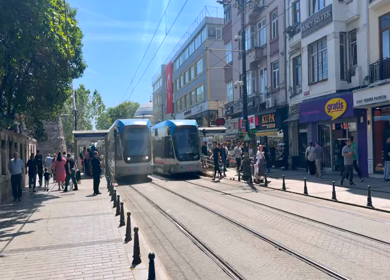 4th June 2026 : A Shot of Modern Tram and Street Life in Istanbul Turkey