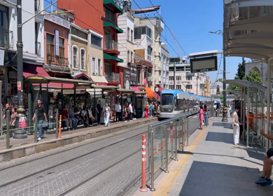 4th June 2026 : A Shot of Modern Tram and Street Life in Istanbul Turkey