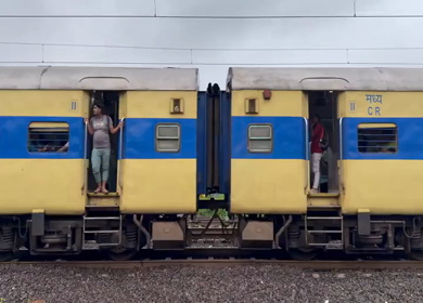 A Shot of Mumbai Local Train Coach on Railway Track Maharashtra India