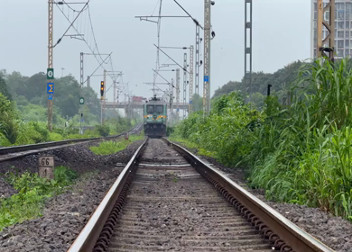 A Shot of Mumbai Local Train Coach on Railway Track Maharashtra India