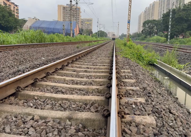 A Shot of Mumbai Local Train Coach on Railway Track Maharashtra India