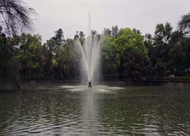 A Shot of Park Lake with Fountain in Delhi India
