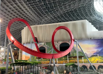 30 March 2023 : A Shot of Roller Coaster inside the Ferrari World at Abu Dhabi,UAE 