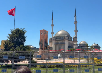 A Shot of Taksim Mosque and Republic Monument in Istanbul Turkey