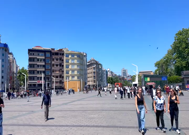 4th June 2026 : A Shot of Taksim Mosque and Republic Monument in Istanbul Turkey