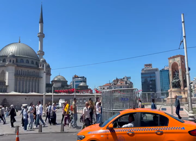4th June 2026 : A Shot of Taksim Mosque and Republic Monument in Istanbul Turkey
