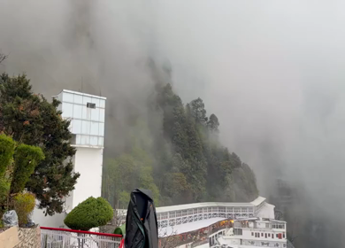 A Shot of Vaishno Devi Temple Covered Pathway in Fog Katra Jammu India