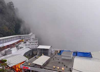 A Shot of Vaishno Devi Temple Covered Pathway in Fog Katra Jammu India