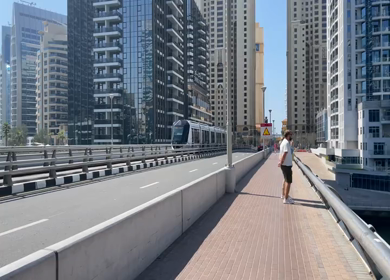 30 March 2023 : A Shot of Dubai Tram at Jumeirah Beach Residence - JBR at Dubai,UAE 