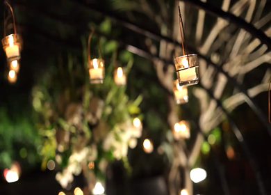 A Slow Motion Shot of Candles at an Indian Wedding Decoration