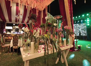 A Slow Motion Shot of an Indian Wedding Venue Decoration in India