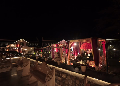 A Slow Motion Shot of an Indian Wedding Venue Decoration in India