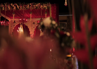 A Slow Motion Shot of an Indian Wedding Venue Decoration in India