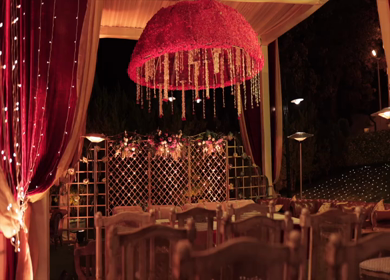 A Slow Motion Shot of an Indian Wedding Venue Decoration in India