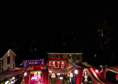 9th February, 2024 : An Aerial shot of an Indian Wedding Venue Decoration in India
