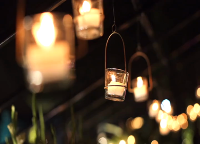 A Slow Motion Shot of Candles at an Indian Wedding Decoration