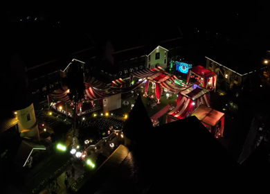 9th February, 2024 : An Aerial shot of an Indian Wedding Venue Decoration in India