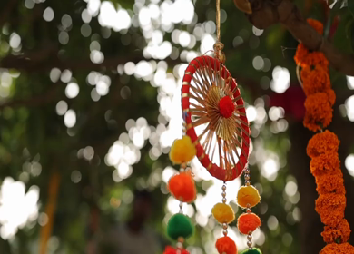 A Slow Motion Shot of an Indian Wedding Venue Decoration in India