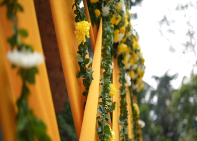 A Slow Motion Shot of an Indian Wedding Venue Decoration in India