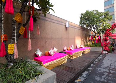 A Slow Motion Shot of an Indian Wedding Venue Decoration in India