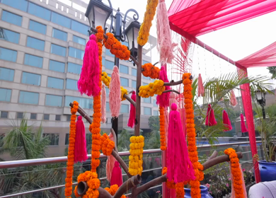 A Slow Motion Shot of an Indian Wedding Venue Decoration in India