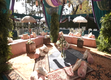 A Slow Motion Shot of an Indian Wedding Venue Decoration in India