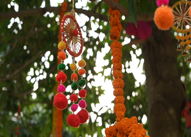 A Slow Motion Shot of an Indian Wedding Venue Decoration in India