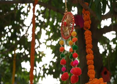 A Slow Motion Shot of an Indian Wedding Venue Decoration in India